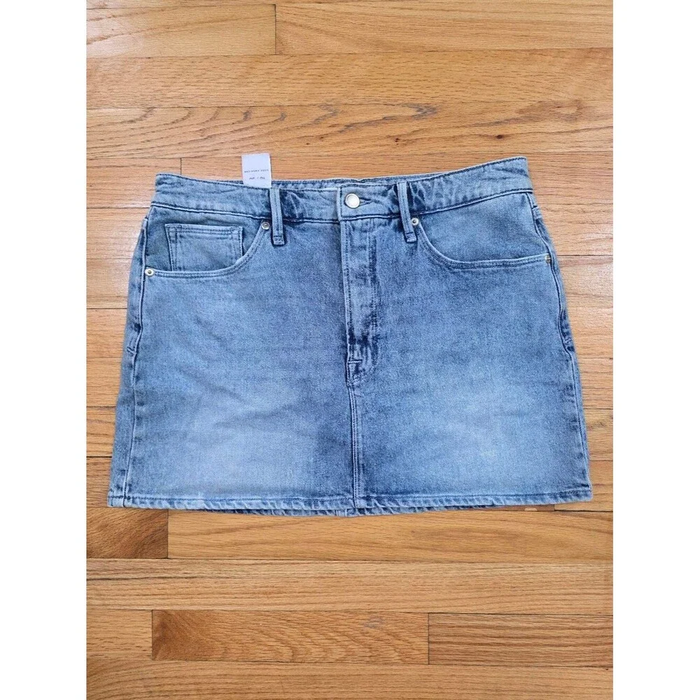 Good American Mini Skirt Denim 90s Y2K 00s Acid Wash 10/30 NWT Style GMS235